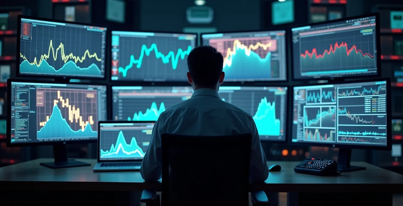 Représentation conceptuelle d'un système d'assurance paramétrique avec des indicateurs de risque et des mécanismes de déclenchement automatique