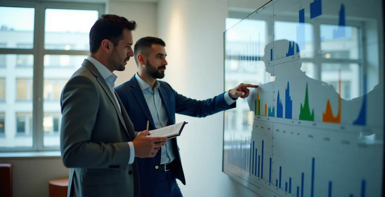 Professionnels analysant des données logistiques sur tableau de bord