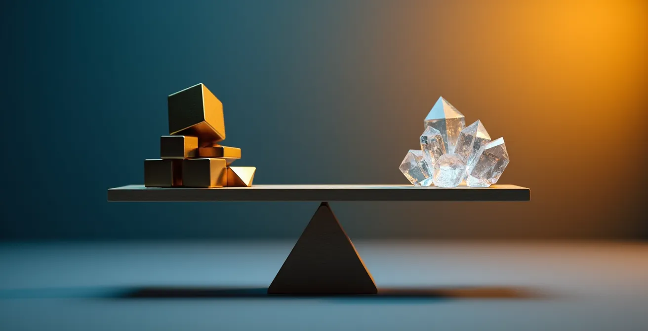 Graphique abstrait montrant l'équilibre entre coût de franchise et économies potentielles