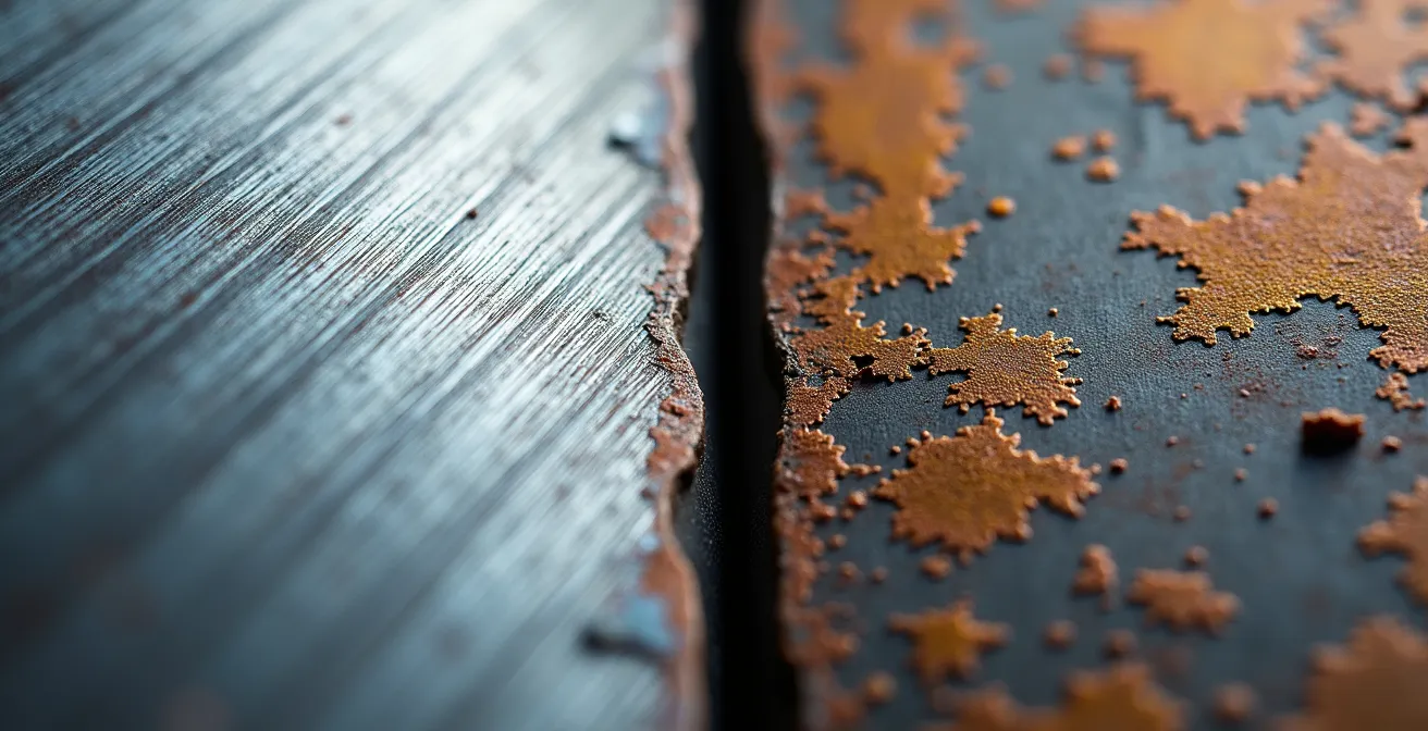 Juxtaposition d'une machine industrielle neuve brillante et d'une machine usagée avec patine