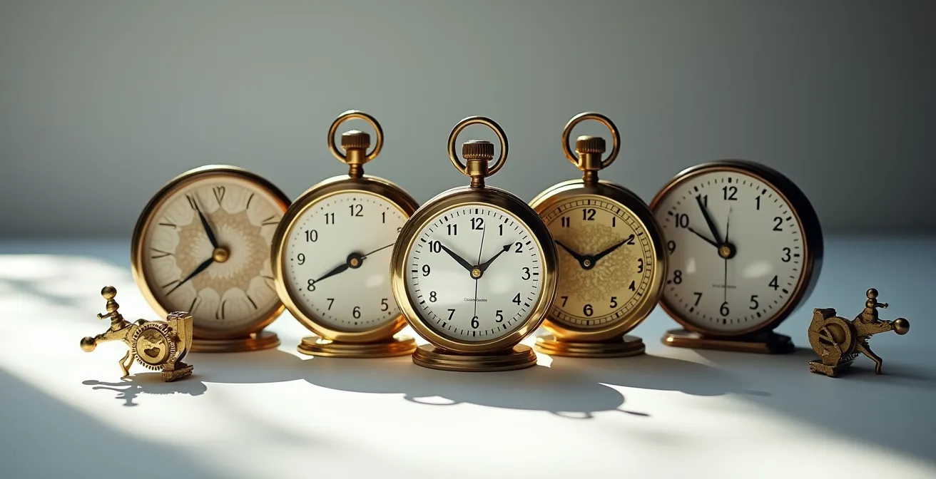 Composition minimaliste montrant des éléments de chronométrage et de planification