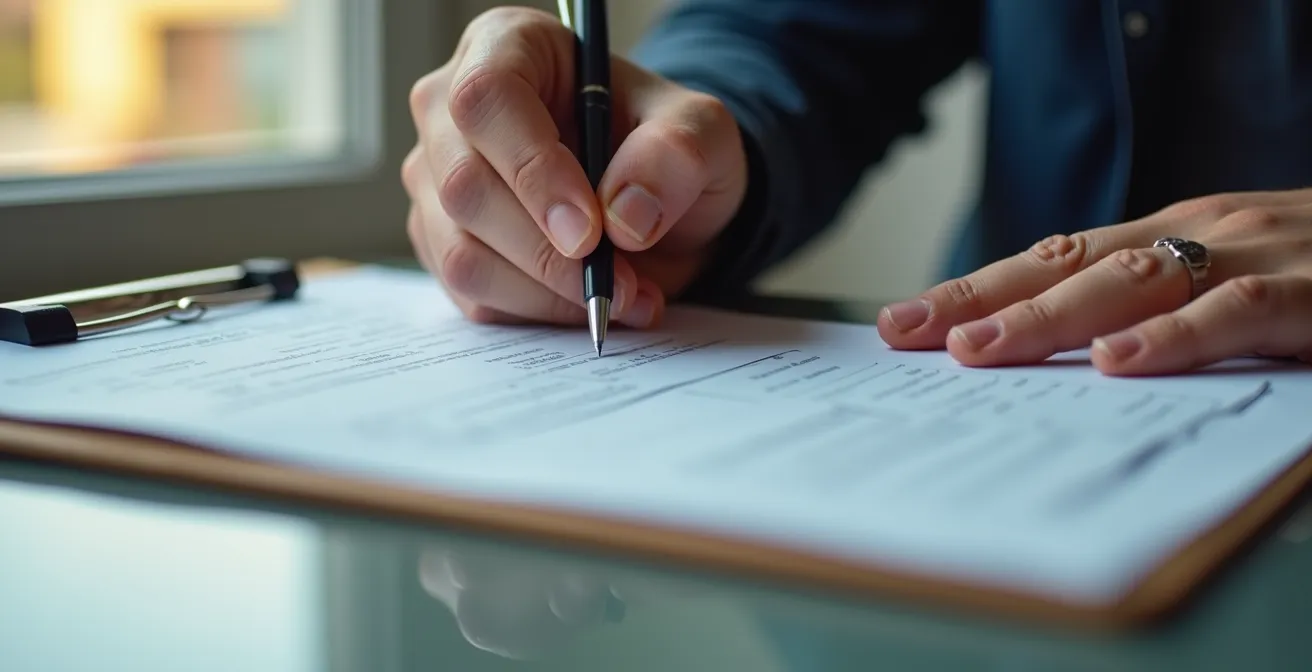 Main signant un bon de livraison avec des réserves écrites détaillées sur un support logistique